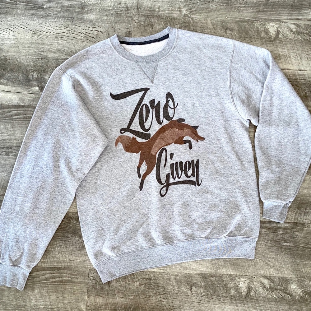 Zero Fox Given Sweatshirt Gray Pullover F*cks Top - Picture 1 of 5